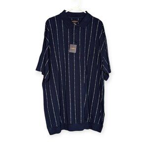 NWT Canyon Ridge Men's Navy Blue Striped 100% Cotton Polo Size 2XLT